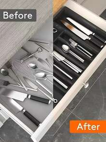 Drawer Organizer, Kitchen Utensil Divider Storage, Plastic Kitchen Storage Rack, Can Be Used For Utensil Classification Storage, Utensil Dust-Proof, Knife, Fork, Spoon Storage Rack, Kitchen Accessories, Kitchen Storage Supplies - Multicolor - View 8