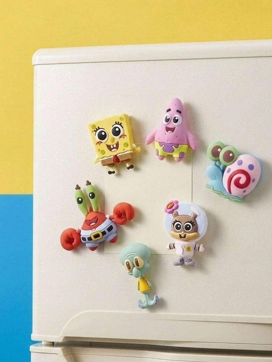 SpongeBob SquarePants | Joivida 3/4/6pcs Cute Cartoon Animal Shape Refrigerator Magnet Set, Colorful Strong Magnetic Design, Adorable Kitchen Home Decor, Great For Fridge, Office Whiteboard, School Locker, Funny Gift For Anniversary, Birthday Or Holiday - one-size - View 1