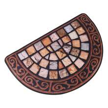 H&R Outdoor Door Mat Slate Effect Half Moon Mat With Anti-Slip Rubber Backing - Brown - View 2