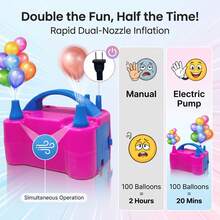 AOYI Electric Balloon Inflator, Dual Nozzle, Portable Lightweight Pump, Fast And Convenient Balloon Inflator, Suitable For Parties, Weddings, Birthdays, Celebrations - US A Type Plug(110-127V) - View 4