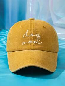 MAKEFGE 1件女款 DOG MOM 刺繡圖案個性化黑色多色防曬可調尺寸戶外休閒時尚水洗做舊棒球帽，適合日常穿著 - B型 - 查看 22