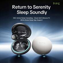 HTC NE92 Wireless Sleep Earbuds - TWS In-Ear Earphones, Ultra-Thin Mini Design Suitable For Side Sleeping, Microphone For Calls, Intelligent Ambient Noise Cancellation, High-Quality Music Earphones For Sleep - View 2