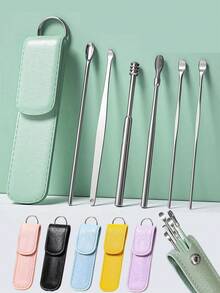Portable Ear Cleansing Set Lightweight Ear Pick For Men And Women Multifunctional Ear Wax Removal Kit For Bathroom Home Living Room Decor Car Office Desk Bag Accessories Travel Must Haves Camping Cycling Hiking Gym Cruise Back To School Essentials - Multicolor - View 2