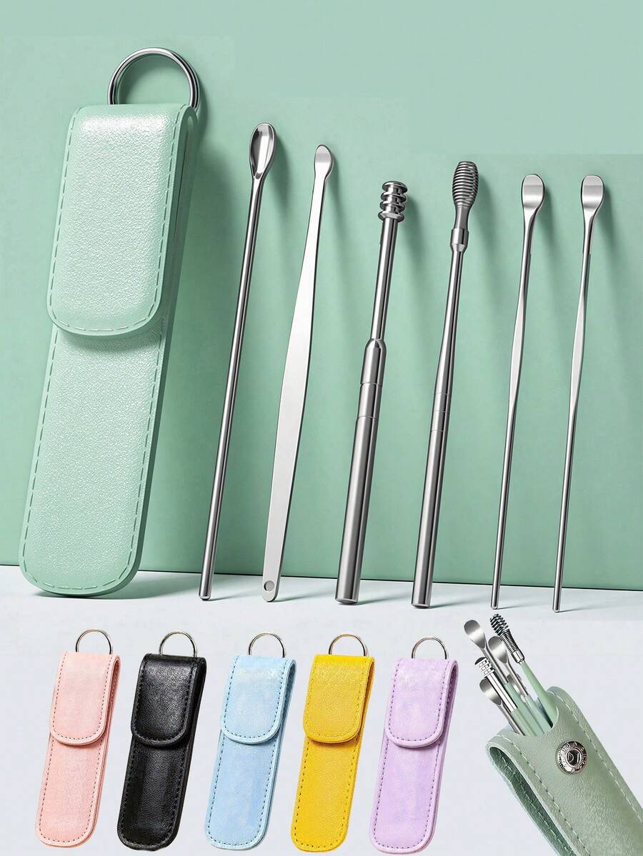 Portable Ear Cleansing Set Lightweight Ear Pick For Men And Women Multifunctional Ear Wax Removal Kit For Bathroom Home Living Room Decor Car Office Desk Bag Accessories Travel Must Haves Camping Cycling Hiking Gym Cruise Back To School Essentials