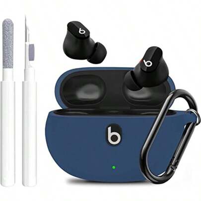 For/Buds + Case With Cleaner Kit 2021/2023, Soft Silicone Cover New Beat Studio Buds Plus Protective Skin With Keychain For Beat Studio Buds/Bud Plus Charging Case