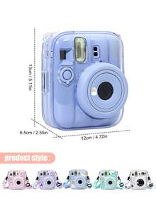 Hard PC Camera Case Compatible With Fujifilm Mini 13, Anti-Drop Anti-Scratch Transparent Protective Shell + Adjustable Printed Lanyard + DIY Cartoon Stickers, Durable Anti-Yellow Protective Cover For Travel Outdoor Daily Shooting - View 6