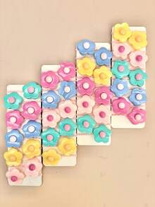 12/24/36/48pcs Random Fresh Macaron Colorblock Floral Hair Scrunchies, Cute Versatile Hair Accessories For Girls - Multicolor - View 6