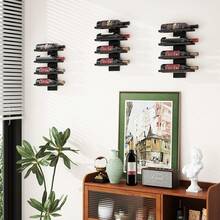 IBUYKE Wandmontiertes Weinregal für 12 Flaschen, Weinregal aus Holz, zur Präsentation und Aufbewahrung, abnehmbarer Präsentations-Organizer für Wohnzimmer, Küche, Bar, Weinkeller, Schwarz TMJ913B SF9V - Übersicht 7