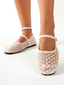 Summer New Ballet Style Flat Shoes For Women, Mesh Buckle Design, Suitable For Daily Wear And Commuting - Chantilly - View 4
