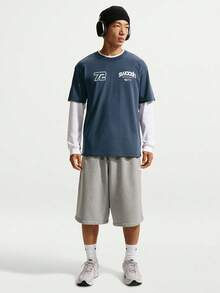 Nike Men's AS U NSW TEE LSE SPEED AND SPO Short Sleeve Knit Collarless T-Shirt TIM3778-437 - Dusty Blue - View 6