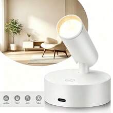 1pc Rechargeable LED Mini Spotlight, 3 Color Temperature Switching With Stepless Dimming, Can Be Wall-Mounted As Indoor Ambient Wall Light Or Floor-Standing For Plant Lighting, Also Hanging As Small Pendant Light. Designed For Focused Decorative Lighting Of Paintings, Ornaments And Artworks, Multi-Angle Adjustable Focus Spotlight, Suitable For Home, Exhibition Hall And Potted Plants - Multicolor - View 4
