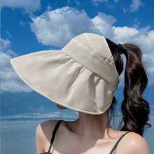 1pc Women's Korean Style Outdoor Travel Sun Hat, Foldable UV Protection Fashion Hat With Bow - Multicolor - View 8