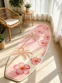 1pc Surfboard Shaped Geometric Striped Rug, Bedroom Bedside Faux Cashmere Mat, Decorative Rug, Bedroom Decor, Small Rug, Carpet, Home Decor, Living Room Rug, Living Room Small Rug, Bedroom Rug, Living Room Home Decor, Outdoor Rug, Washable Rug - Multicolor 12 - View 1