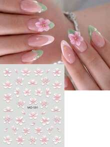 3PCS Elegant Tropical Frangipani Flower Nail Stickers 3D Kawaii Embossed Floral Nail Art Decals For Summer Holiday/Wedding Party DIY Nail Charms Decorations - Multicolor - View 3