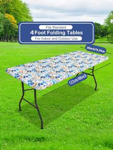 6ft Bohemian Style Rectangle Printed Fabric Tablecloth, Elastic Fitted Table Cloth For Table, Washable Polyester Table Cover For Outdoor, Picnic, Camping And Indoor For Birthday Wedding Party Supplies - Multicolor - View 22
