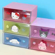 Miniso Sanrio Character Storage Box, Single Layer Drawer Box With Figurine Handle, Smooth Sliding Design, Desktop Stationery & Sundries Organizer (1pc) - Multicolor - View 2
