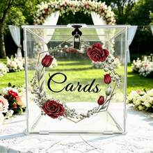 Transparente Acryl-Kartenbox mit Schloss und Logo, Hochzeitsgeld- und Geschenkkartenhalter-Box für Hochzeitsfeier, Aufbewahrungsbox, Geschenkbox - 1PC - Übersicht 16