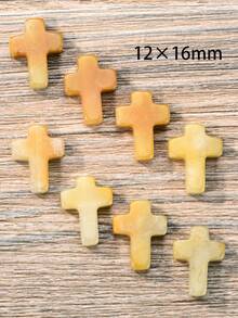 Yumfeel 8顆天然黃玉十字珠 12*16mm 石珠 DIY 項鍊與手鍊珠寶手工材料 - 黃色 - 查看 9