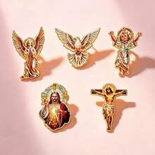 1/5 Vintage European Style Figure & Bird Brooch, Exquisite Enamel Metal Pin, Niche Versatile Badge Accessory For Clothes And Backpacks - Multicolor - View 4
