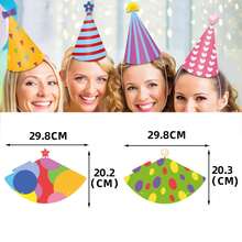 9pcs New Birthday Party Decorative Hat Color Birthday Theme Party Paper Hat Decorative Photo Props Party Small Gifts Birthday Gifts. - Party Hat - View 5
