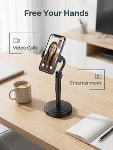 1 buah/Dudukan Ponsel Putar yang Dapat Diatur, Tripod Meja ABS Tahan Air, Dudukan Video/Streaming Langsung Ponsel, Dudukan Mudah, Penahan Ponsel (Lihat Video di Halaman untuk Langkah-langkah Pemasangan), Hadiah, Kado, Dudukan Tetap - hitam - View 7