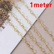 1m Fashion Heart-Shaped Hollow Copper Chain, Suitable For DIY Handmade Women's Necklace, Bracelet Jewelry Accessories - Chain - View 11