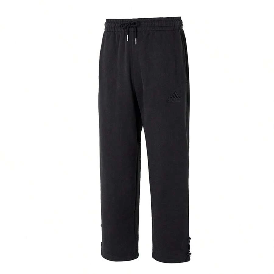 Adidas Pantalones deportivos casuales de corte holgado para hombre, pantalones cortos de punto cómodos con pierna recta ajustable, otoño/invierno, IT3968 - Negro - Ver 1