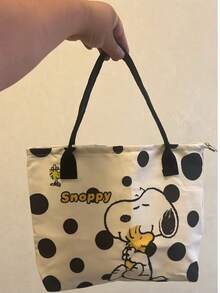 SNOOPY 1件刺繡日式帆布托特包，適合日常通勤、工作、購物、學校收納，亦可作為返校季、生日或節日禮物（隨機款式） - C - 查看 12