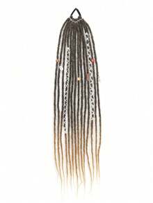 Bohemian-Style Braided Beaded Matte Gradient Dreadlocks African Hair Tie Ponytail, Perfect For Women To Wear At Parties And Gatherings. - Multicolor - View 9