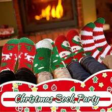 5 Pairs Christmas Socks, Fluffy And Fun, Warm And Elastic For Winter, Novel And Colorful, Unisex Holiday Crew Socks - Multicolor - View 4