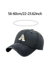 1Pc Unisex A-Z Letter Outdoors Fashionable Leisure Washed Baseball Cap, Adjustable Outdoor Sun Protection Casual Hat,Suitable For Daily Matching - Black - View 2