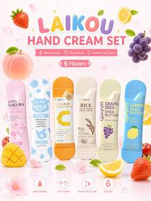 Krim Tangan Mini LAIKOU 6pcs dengan Aroma Buah-buahan, Melembapkan, Melembutkan, dan Menutrisi Secara Mendalam, Set Krim Tangan Stik Portabel untuk Perlindungan Halus, Perawatan Kulit Saku untuk Perjalanan Sehari-hari, Seri Perawatan Pelembap Populer untuk Tangan Kering dan Kasar - 6 buah - View 1