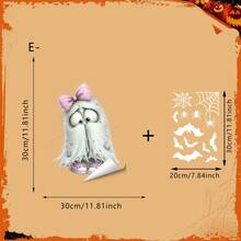 1/4pcs Fall Decor Halloween Window Stickers, Cute Pink Bow Ghost Monster With Sneaker And Bat Spider Web DIY Decals. Removable For Home Room Decor, Halloween Decorations Party Supplies. - Multicolor - View 18