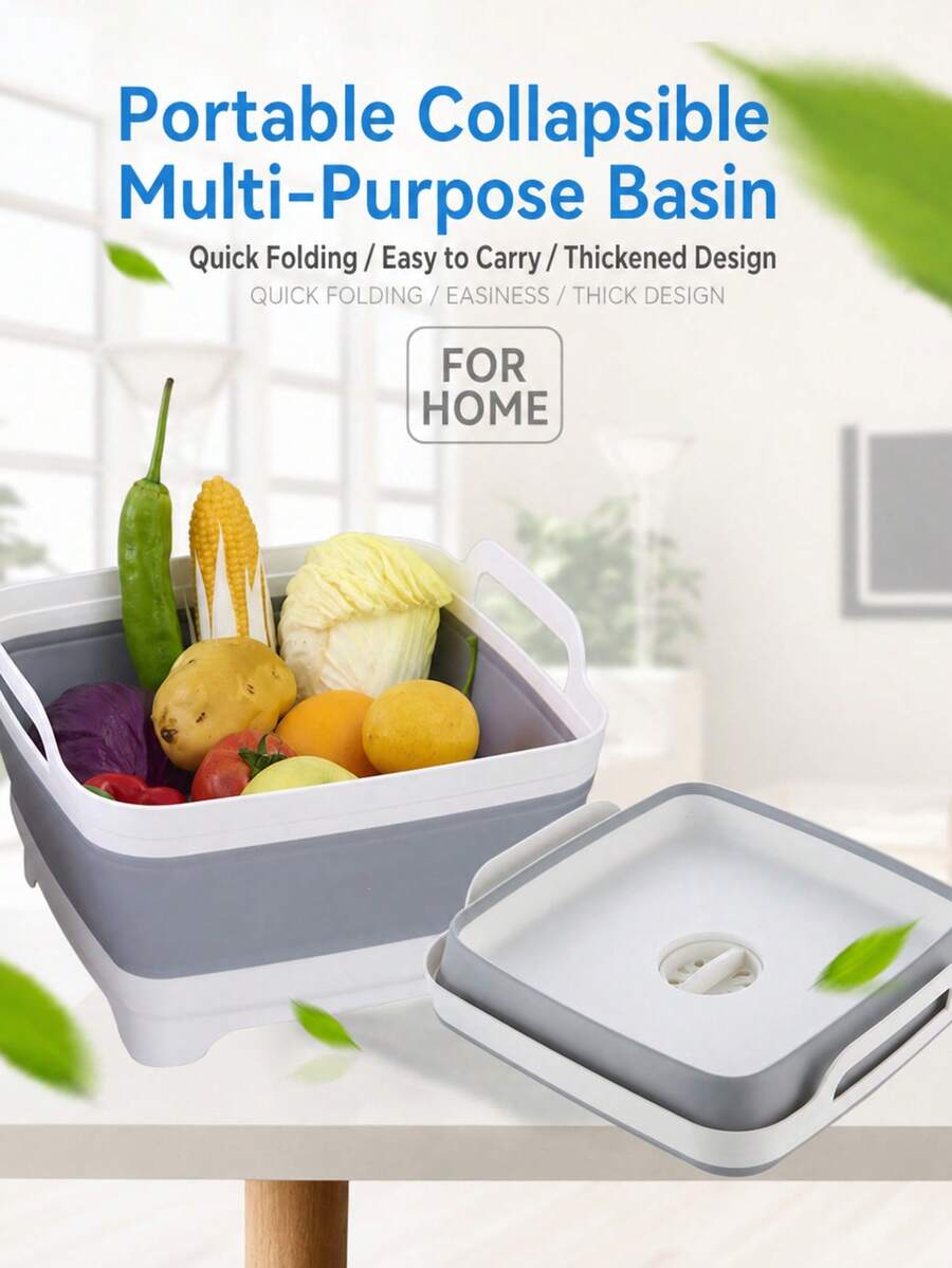 Collapsible Basket, Kitchen Sink, Collapsible Square Vegetable Washing Basin, Adjustable Drainage Basket, Portable Fruit And Vegetable Washing And Storage Box. Tool Storage Basket, Children's Toy Storage Basket - 1 - View 1