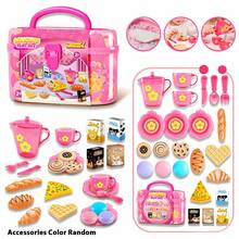 25pcs Girls Tea Party Set, Realistic Kitchen Toy With Desserts And Snacks, Plastic Teacups And Tableware Toy Set, With Portable Storage Box, Holiday Gift For 2+ Years Old Toddlers - Multicolor - View 12