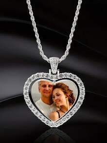 1pc Customized Rotating Photo Pendant Necklace, Gift Jewelry, Suitable As Luxury Gift For Couples, Father, Mother, Family, Friends, Anniversary, Birthday - Multicolor - View 11