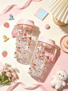 1pc/5pcs 500ml Autumn Dachshund Hedgehog Theme Insulated Cup, 500ml Plastic Cup With Straw And Lanyard, Leak-Proof Flip Lid, Cold Brew Hot Drink Iced Coffee Water Cup, Suitable For Dog Lovers Daily Use - Multi-color - Diverse Dachshunds - View 2