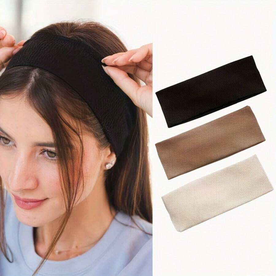 1 pieza Diadema ancha elástica para mujer, banda de pelo suave y antideslizante para yoga, ejercicio, correr, maquillaje y uso diario - Aleatorio - Ver 1