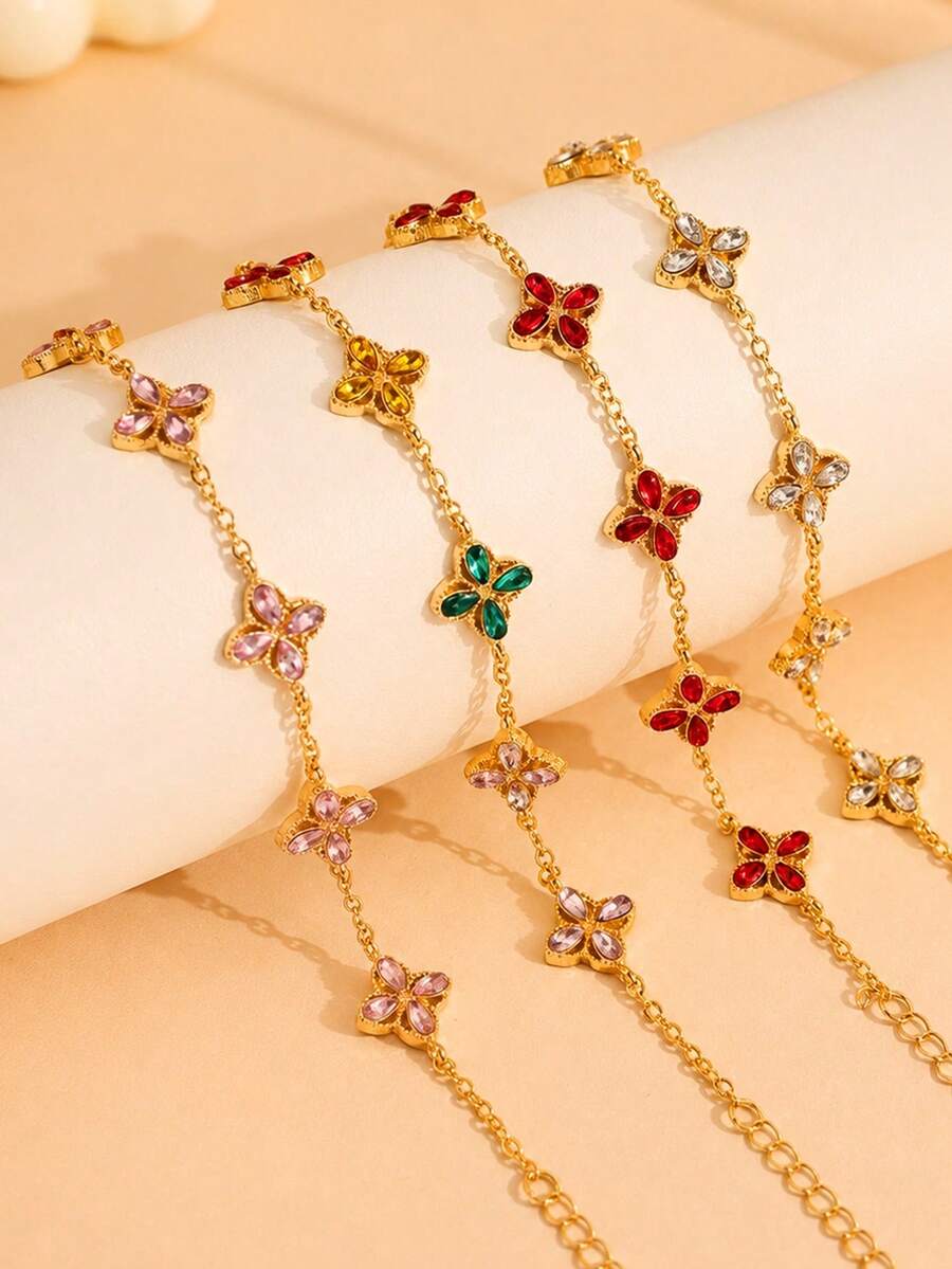 4pcs/Set Fashionable Elegant Exquisite Minimalist Versatile Bracelet Set, Women's Daily Wear, Date, Holiday, Wedding, Party Jewelry - Multicolor - View 1