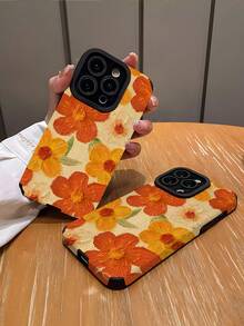 1件花卉圖案柔軟手機殼，兼容 Apple 及多款機型 - 彩色 - 查看 2