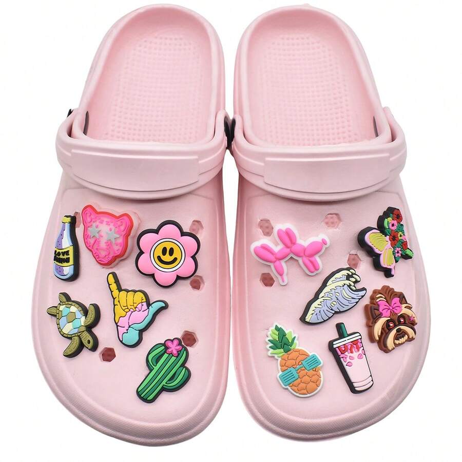 Random Series 10/30/50/100 Pcs DIY Shoe Charms, For Keychains, Sandals, Beach Bags, Etc., PVC Material, For Clogs, Etc. - Multicolor - View 1