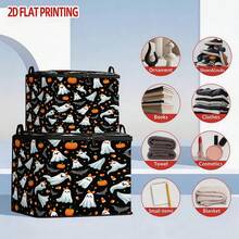 1pc Large Foldable Zipper Storage Box, Cute Bow Ghost Halloween Storage Box, Premium Style Element Print, Perfect For Home And Travel Storage - Multicolor - View 3