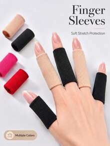 Elastic Breathable Finger Sleeves, Multi-Color Finger Protectors For Thumb Support, Pressure Relief & Anti-Friction, Soft Stretch Hand Care Covers For Writing, Work, Sports, Gaming & Daily Use - Multiple Styles - View 1