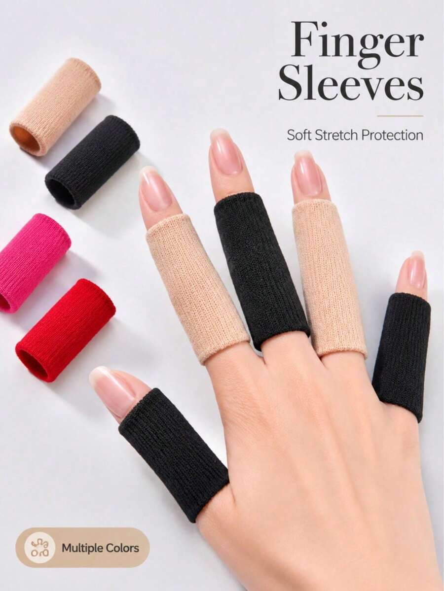 Elastic Breathable Finger Sleeves, Multi-Color Finger Protectors For Thumb Support, Pressure Relief & Anti-Friction, Soft Stretch Hand Care Covers For Writing, Work, Sports, Gaming & Daily Use - Multiple Styles - View 1
