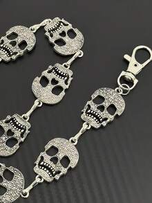 1PC Punk Rock Halloween Skull Pants Hip Hop Metal Waist Chain, Cool Goth Accessory For Club Festival Daily Outfit - Silver - View 5