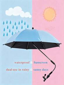 1pc 360° Rotating UPF50+ Sun Protection Umbrella, With Flexible Support Rod Baby Stroller Sunshade, Suitable For Universal Stroller/Tricycle, Includes Umbrella Handle, Clip, Sunshade Cover, Sun Protection Rainproof Sunshade - Multicolor - View 5