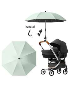 1pc 360° Rotating UPF50+ Sun Protection Umbrella, With Flexible Support Rod Baby Stroller Sunshade, Suitable For Universal Stroller/Tricycle, Includes Umbrella Handle, Clip, Sunshade Cover, Sun Protection Rainproof Sunshade - Multicolor - View 11