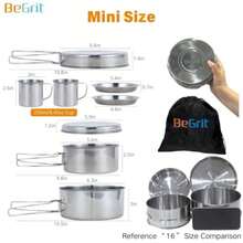 Camping Pots, Pans & Griddles - Silver 8 Pieces - View 3