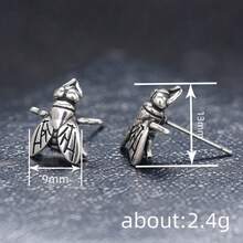 Halloween Realistic Fly Stud Earrings For Women, Insect Vintage-Style Jewelry With 3D Texture - E4963 Antique Silver - View 4