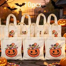 1/5/10pcs Cute Pumpkin Ghost Skeleton Bat Spider Black Cat Little Devil Lantern Pattern Halloween Theme Reusable Fabric Tote Shopping Bags Trick Or Treat Bags, Small Batch Multi-Piece Set Trick Or Treat Bags Storage Bags, Essential Halloween Shopping Gift Packaging Bags, Suitable For Christmas Decoration Indoor Outdoor Yard Garden Lawn Entrance Small Gifts, Essential Halloween Party Small Gift Storage Bags Gift Bags - Multicolor - View 38